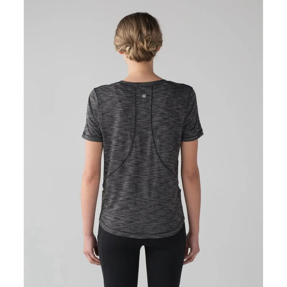 2PC- Lululemon 10 Long Distance Short Sleeve +Low Key Tank SilverHeathered Black